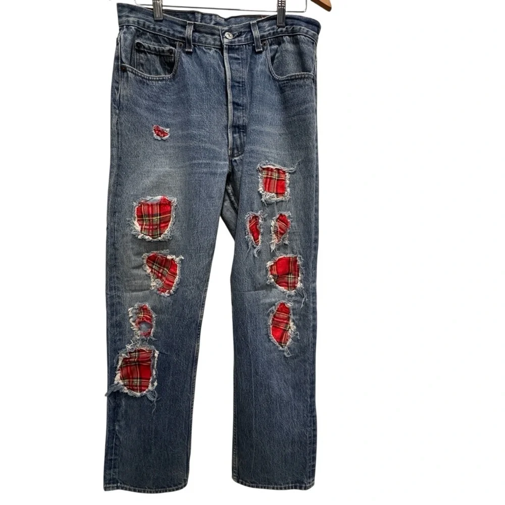 1980s-1990s VTG Levi's 501 Men’s  Jeans Distressed Finish W/ Repaired Rips